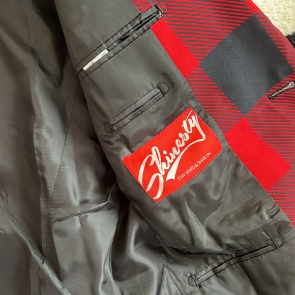 Men's Shinesty Holiday Suit Black and Red Check - Picture 3 of 6
